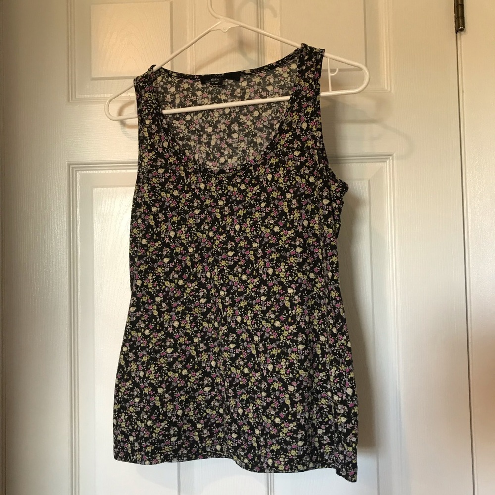Forever 21 black floral tank top